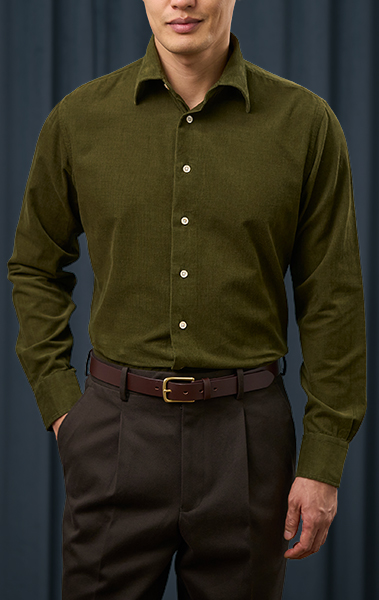 Olive - Italian Spread Collar - Corduroy
